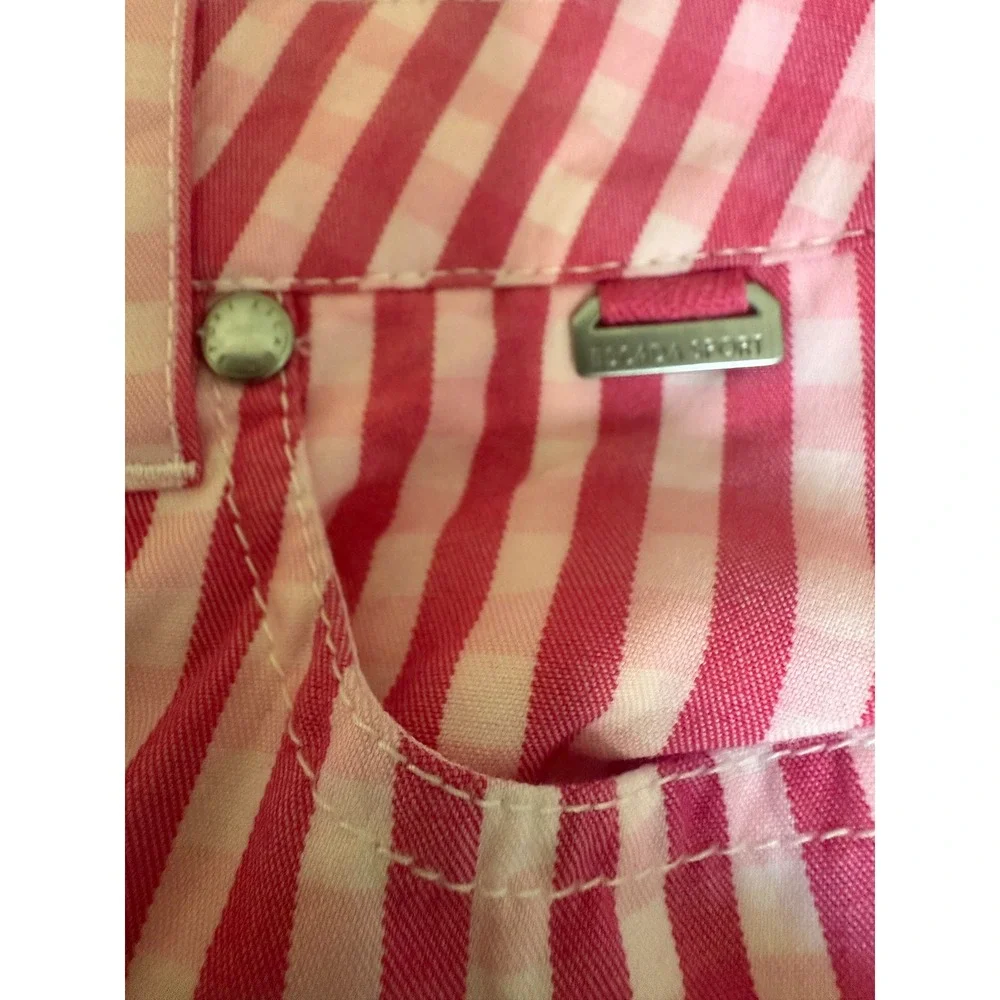 Escada Sport Pink White striped Pants 12/42 preppy euro costal y2k boho Kate - Picture 7 of 10
